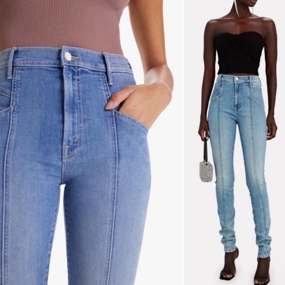 MOTHER Swooner Hover High Waist Seamed Skinny Jean in Blowing Kisses - Picture 4 of 14
